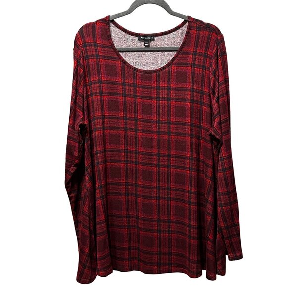 Lane Bryant size 18/20 super soft red plaid scoop neck long sleeve tunic top - Picture 1 of 8